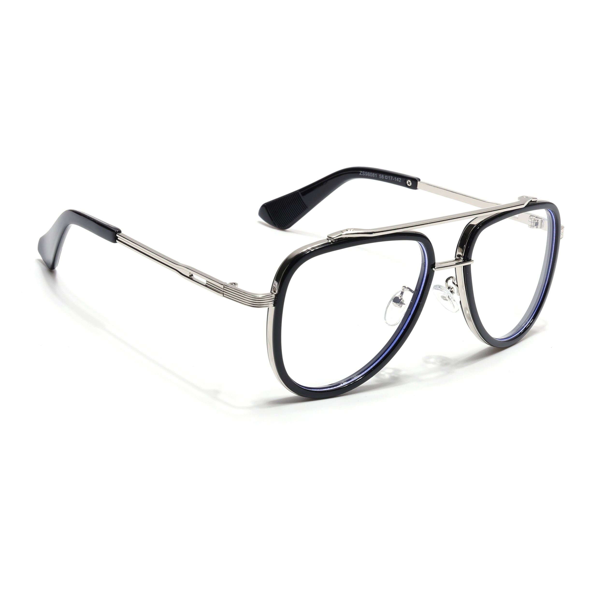 Voyage Black & Silver Wayfarer Eyeglasses for Men & Women (98081MG5276-C3)