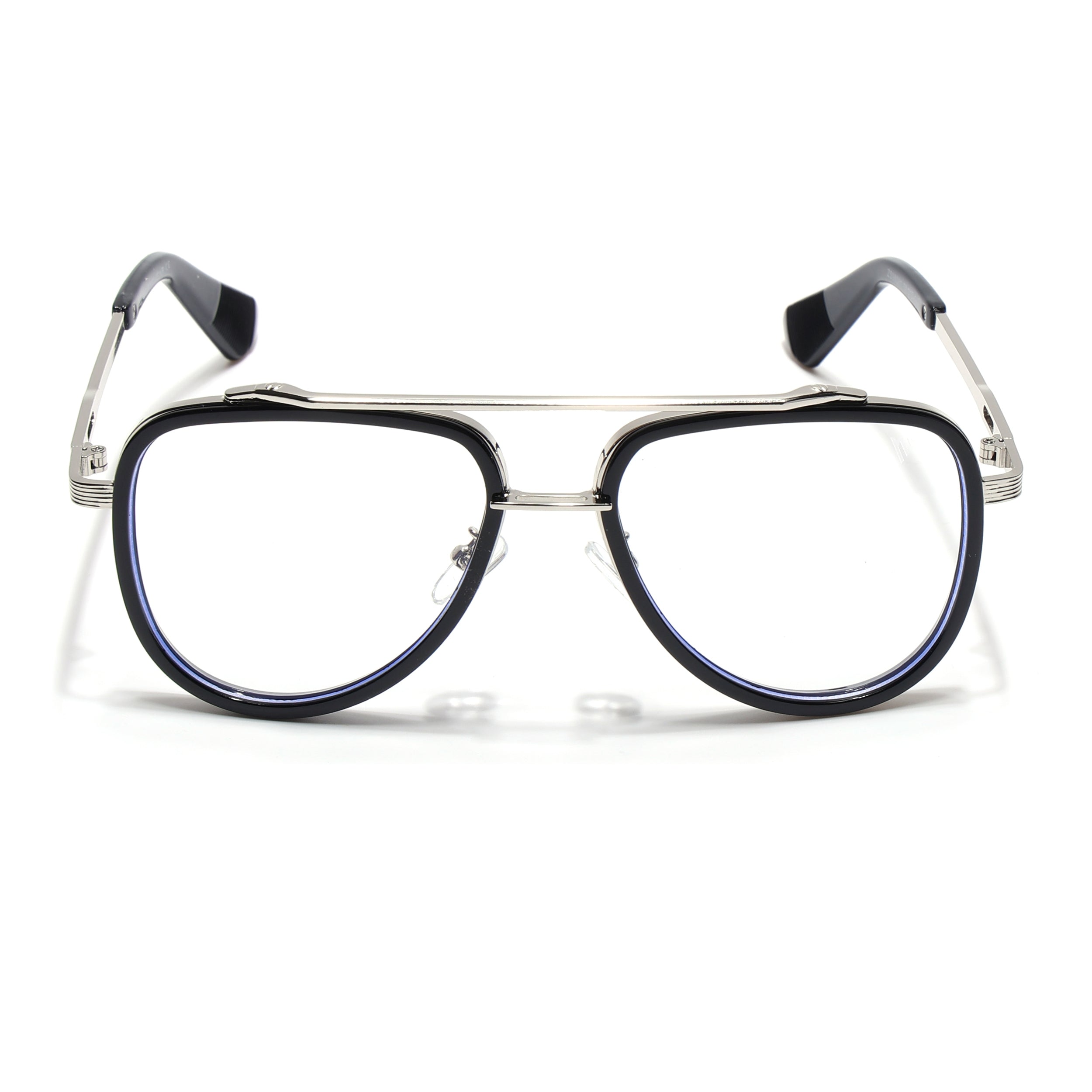 Voyage Black & Silver Wayfarer Eyeglasses for Men & Women (98081MG5276-C3)