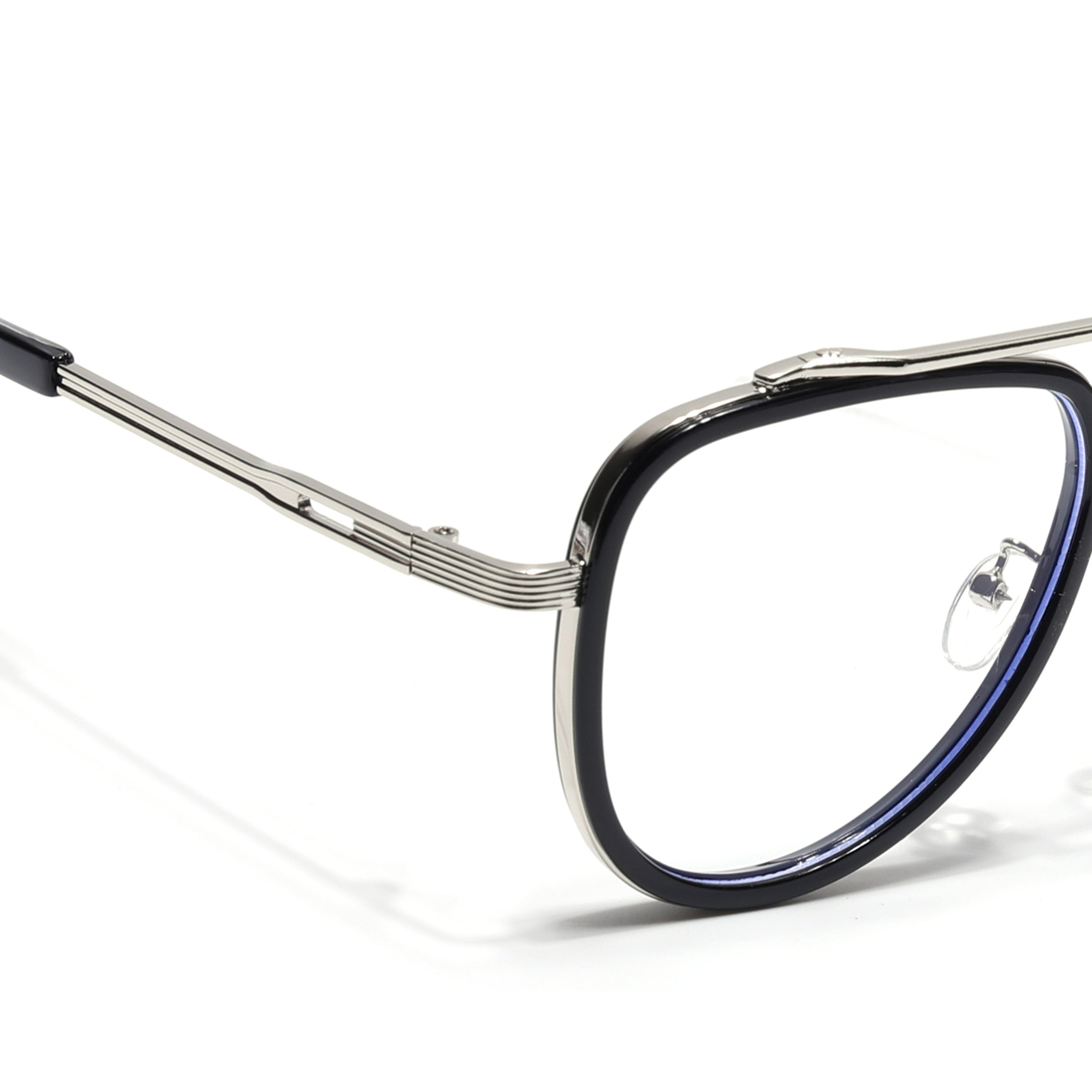 Voyage Black & Silver Wayfarer Eyeglasses for Men & Women (98081MG5276-C3)