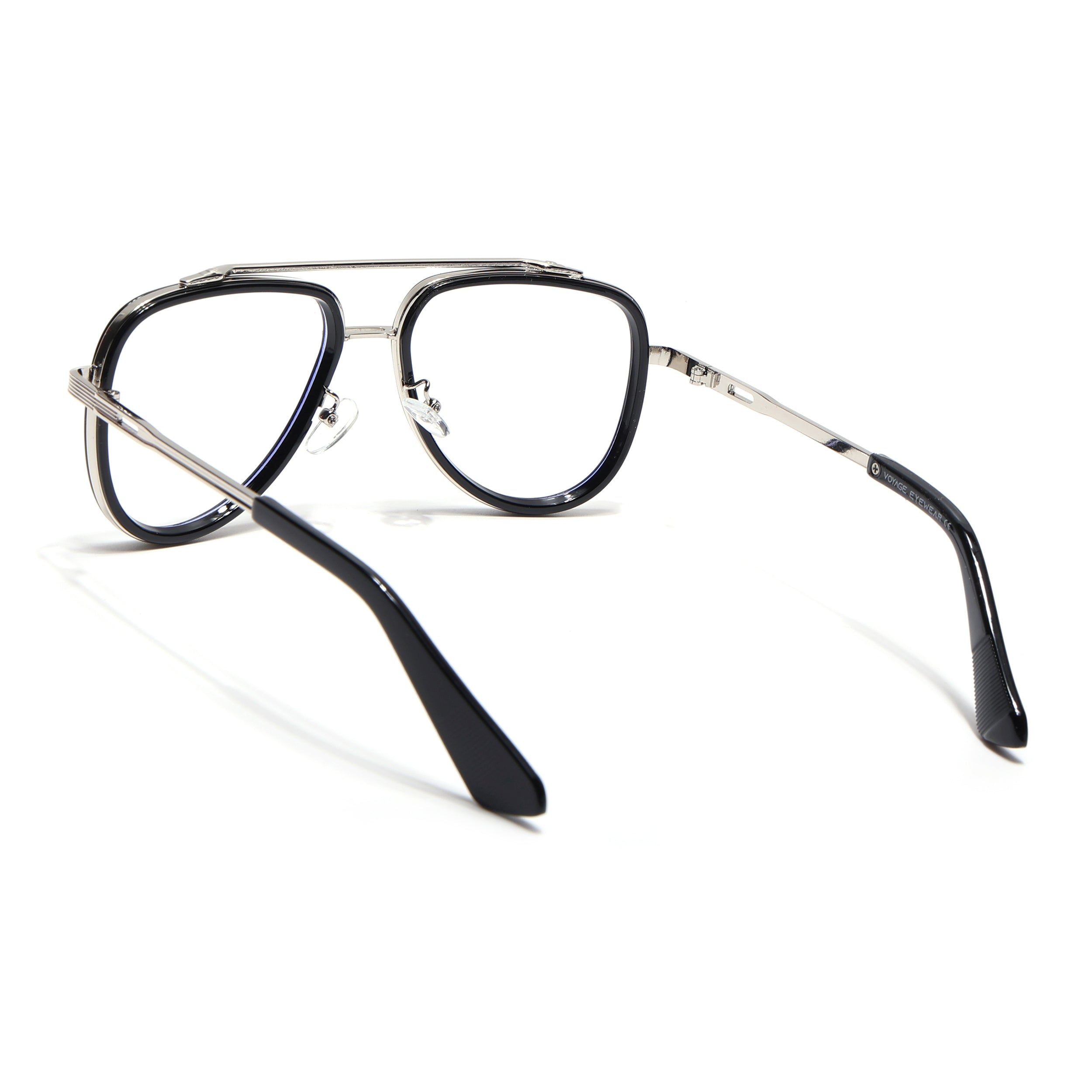 Voyage Black & Silver Wayfarer Eyeglasses for Men & Women (98081MG5276-C3)