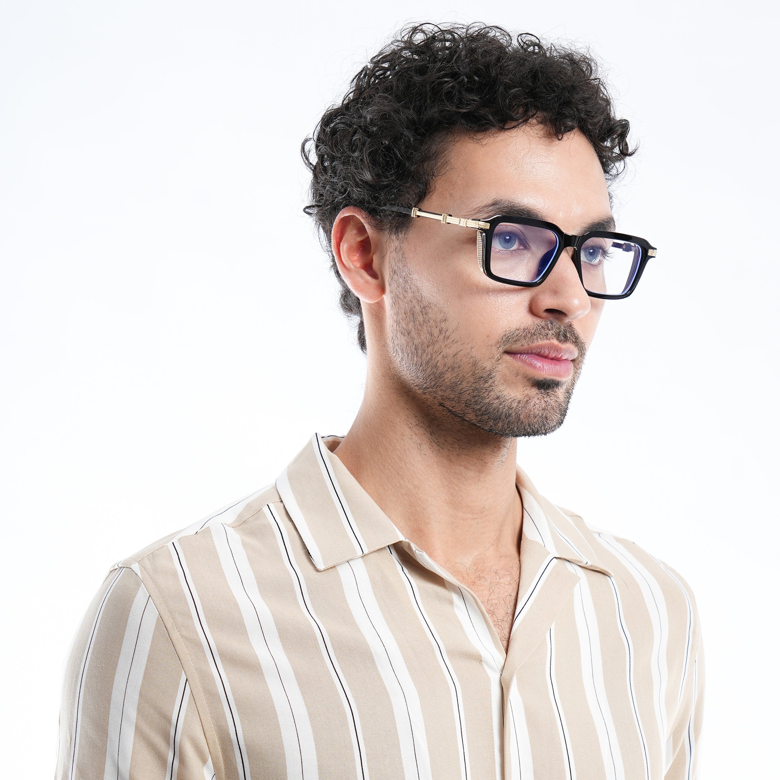 Voyage Goat Black & Golden Square Eyeglasses for Men & Women (98086MG4569-C1)