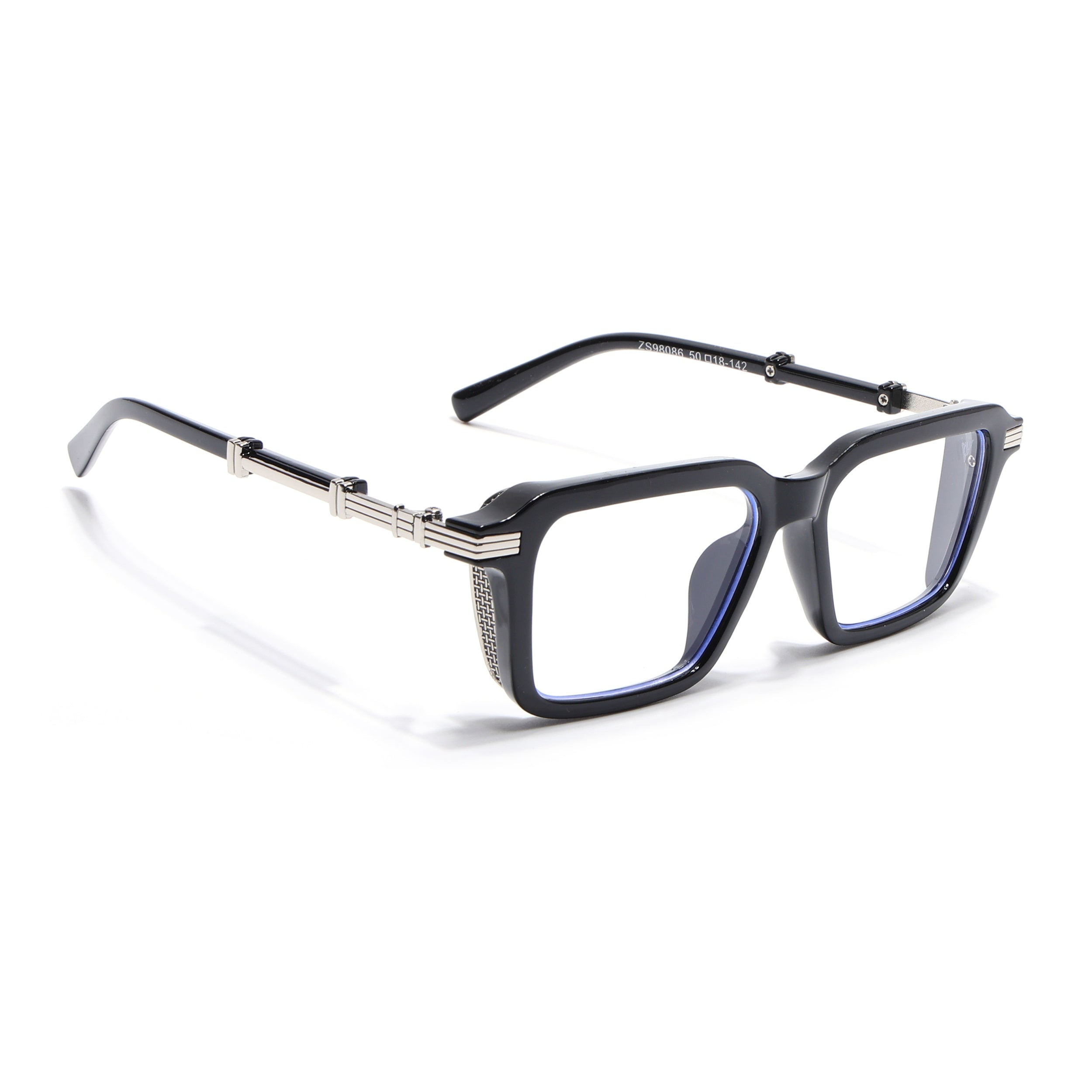 Voyage Goat Black & Silver Square Eyeglasses for Men & Women (98086MG4824-C2)