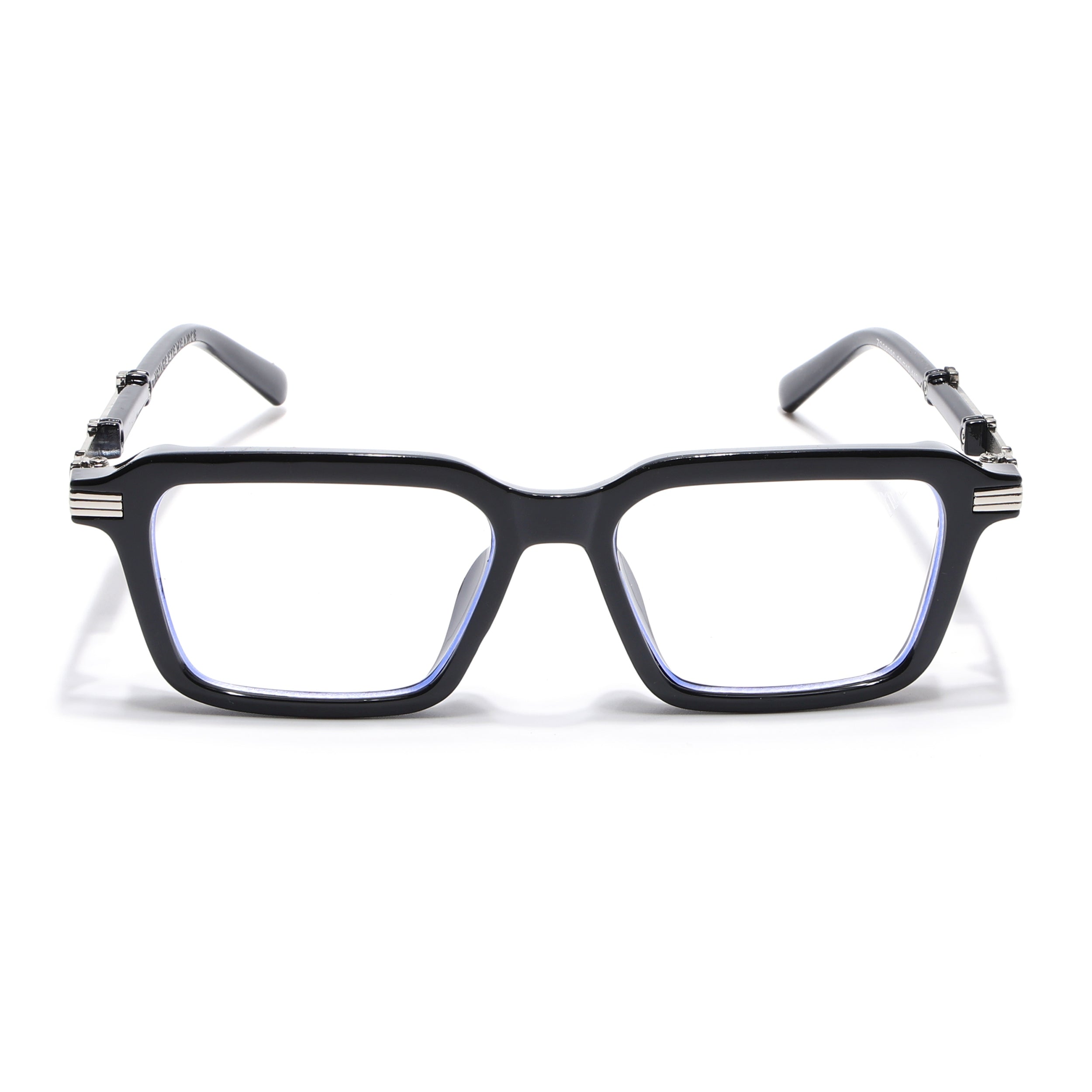 Voyage Goat Black & Silver Square Eyeglasses for Men & Women