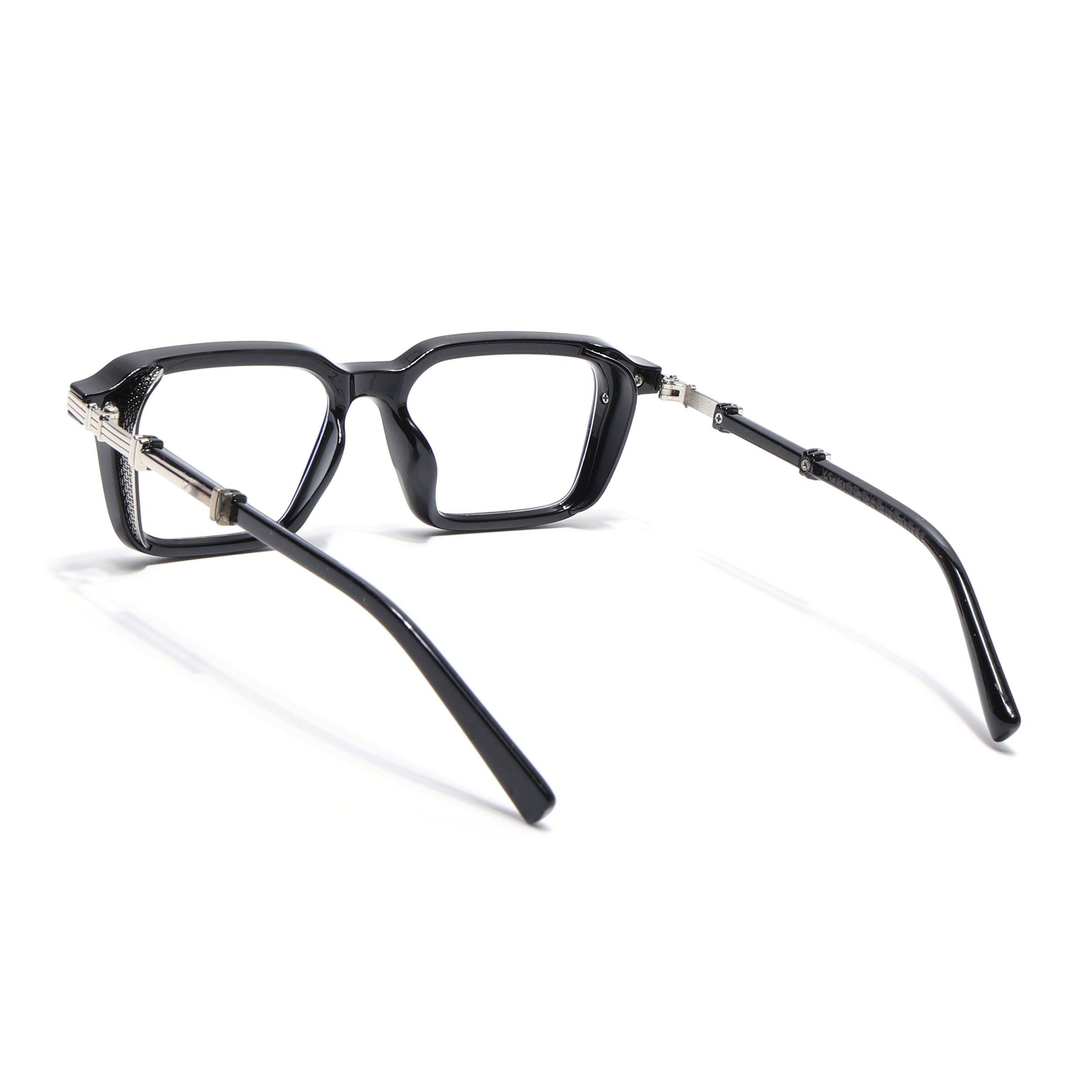 Voyage Goat Black & Silver Square Eyeglasses for Men & Women