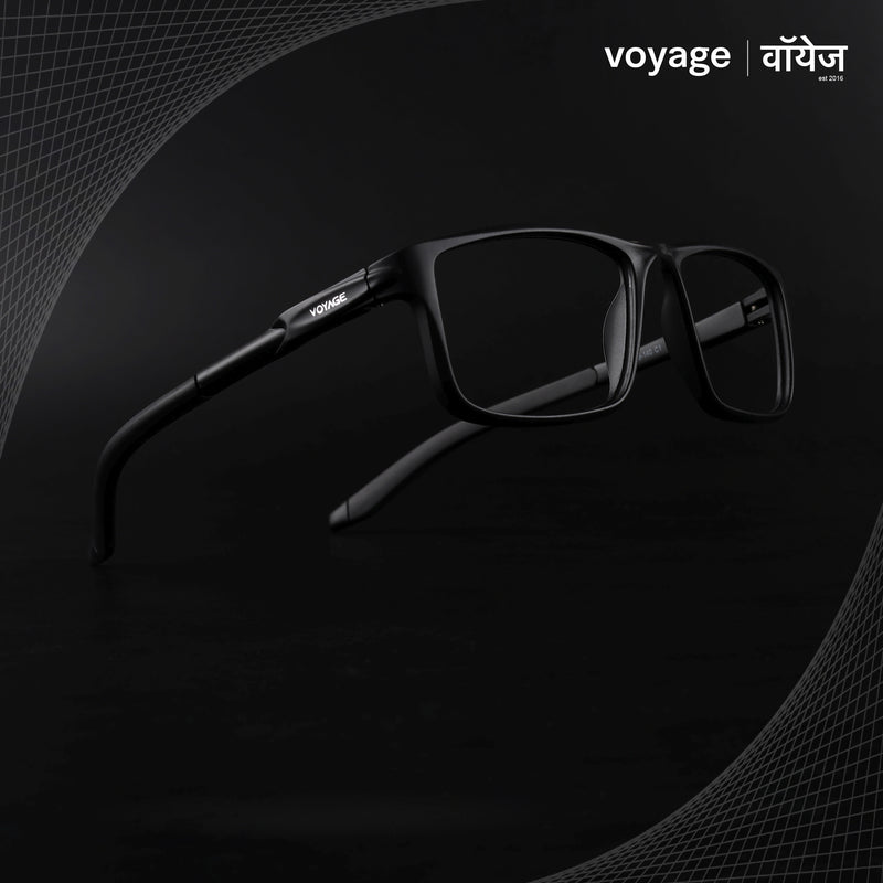 Voyage Active Black Rectangle Eyeglasses for Men & Women (9808MG5743-C1)