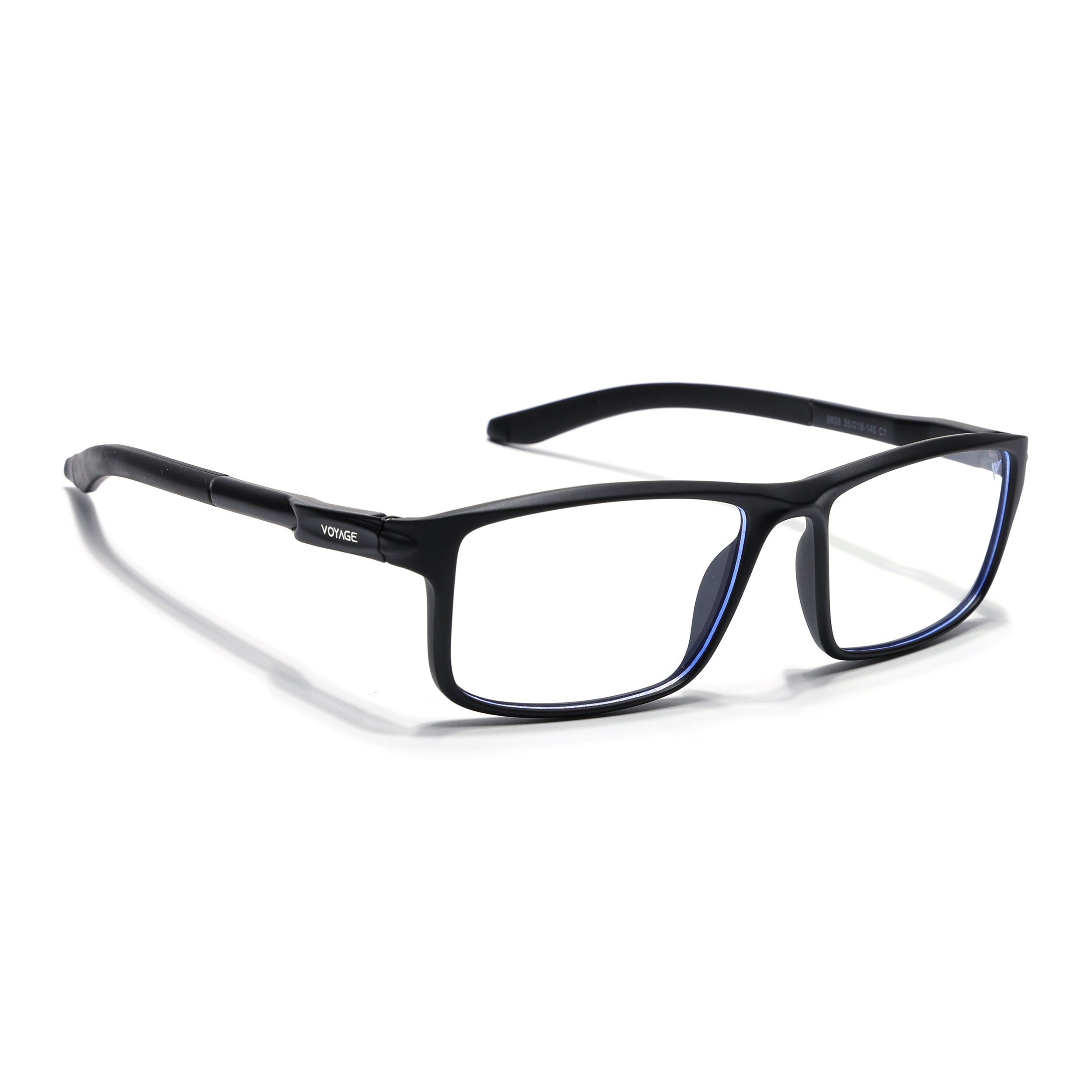 Voyage Active Black Rectangle Eyeglasses for Men & Women (9808MG5743-C1)