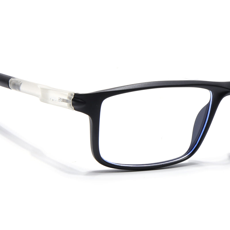 Voyage Active Black Rectangle Eyeglasses for Men & Women (9808MG5744-C2)