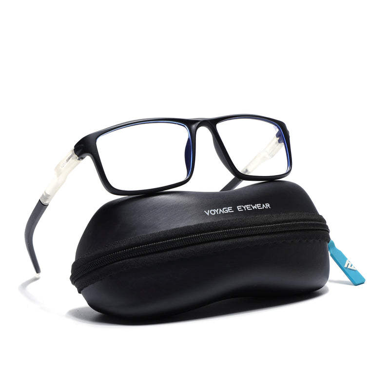 Voyage Active Black Rectangle Eyeglasses for Men & Women (9808MG5744-C2)