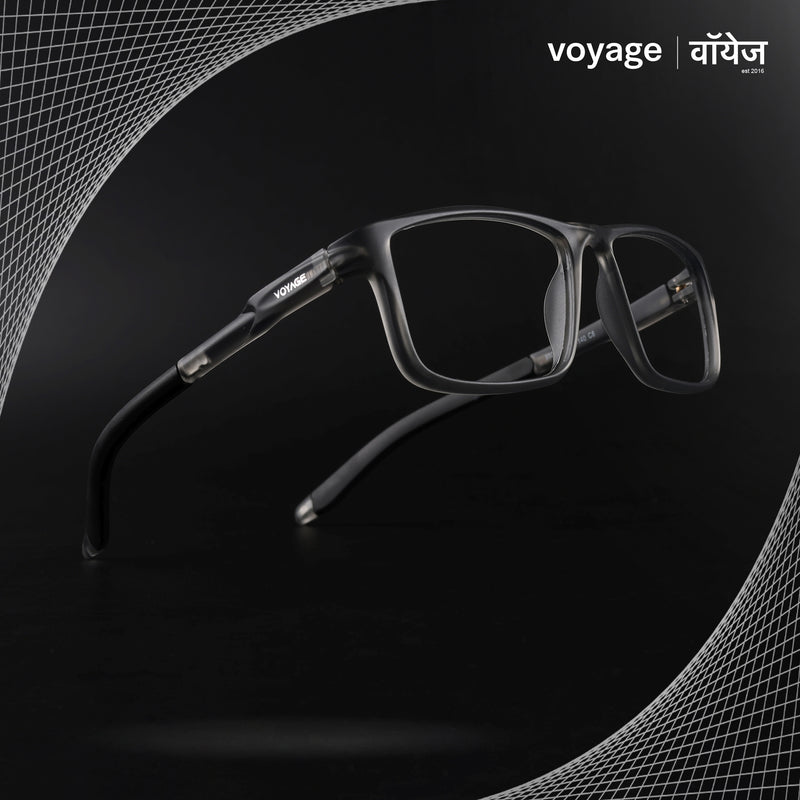 Voyage Active Grey Rectangle Eyeglasses for Men & Women (9808MG5745-C3)