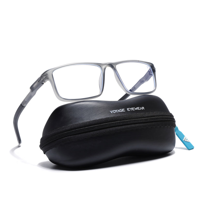 Voyage Active Grey Rectangle Eyeglasses for Men & Women (9808MG5745-C3)