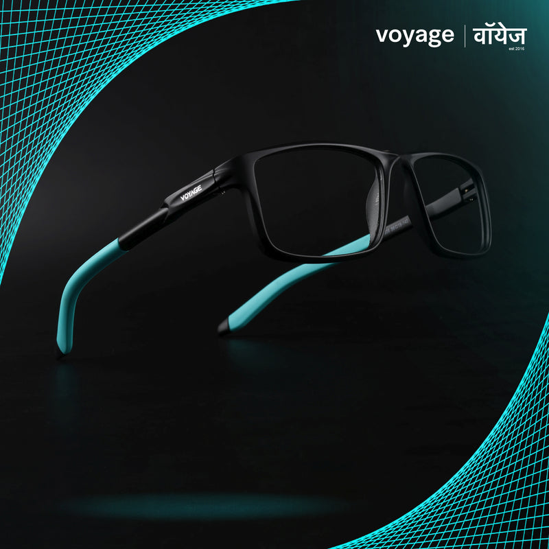 Voyage Active Black Rectangle Eyeglasses for Men & Women (9808MG5746-C4)