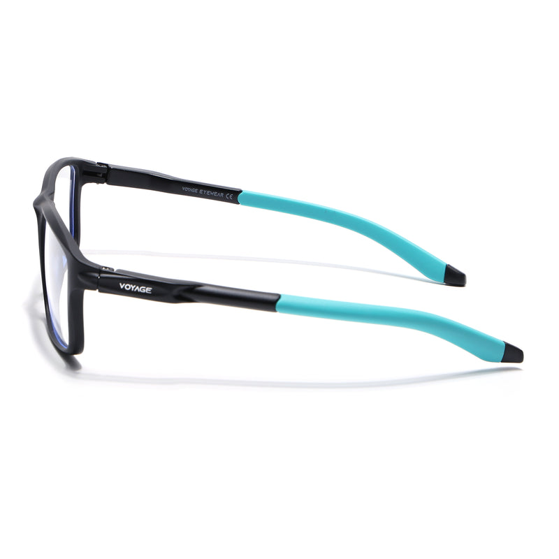 Voyage Active Black Rectangle Eyeglasses for Men & Women (9808MG5746-C4)