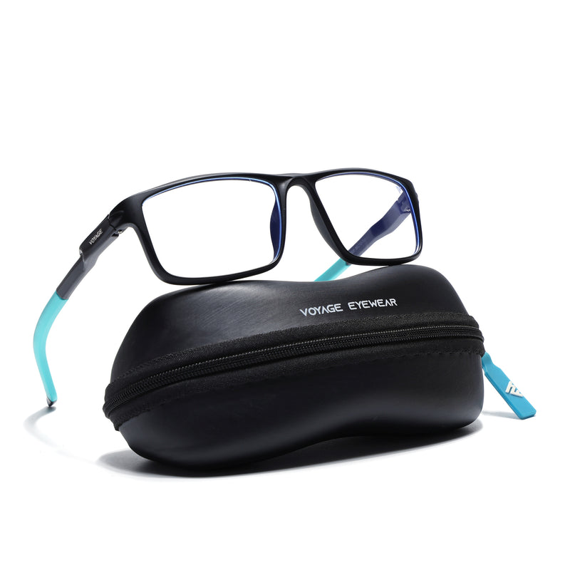 Voyage Active Black Rectangle Eyeglasses for Men & Women (9808MG5746-C4)