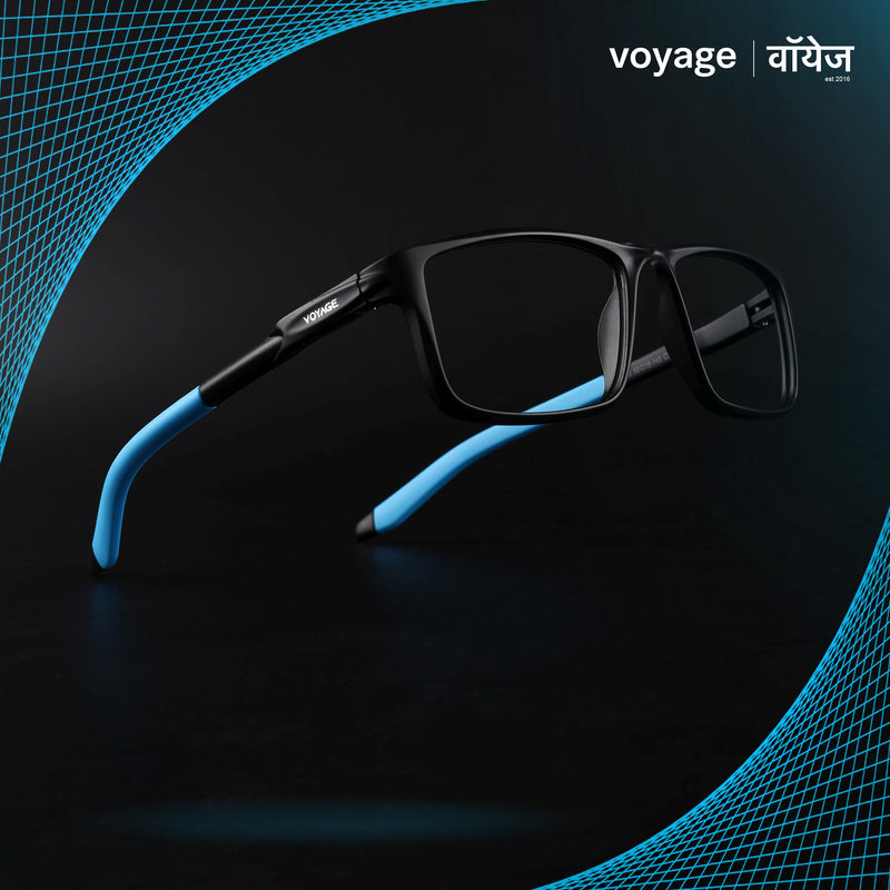 Voyage Active Black Rectangle Eyeglasses for Men & Women (9808MG5747-C5)