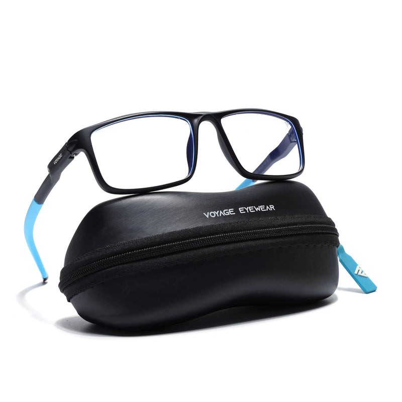 Voyage Active Black Rectangle Eyeglasses for Men & Women (9808MG5747-C5)