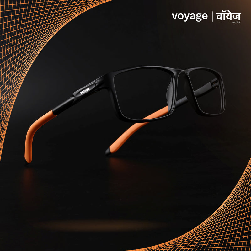 Voyage Active Black Rectangle Eyeglasses for Men & Women (9808MG5748-C6)