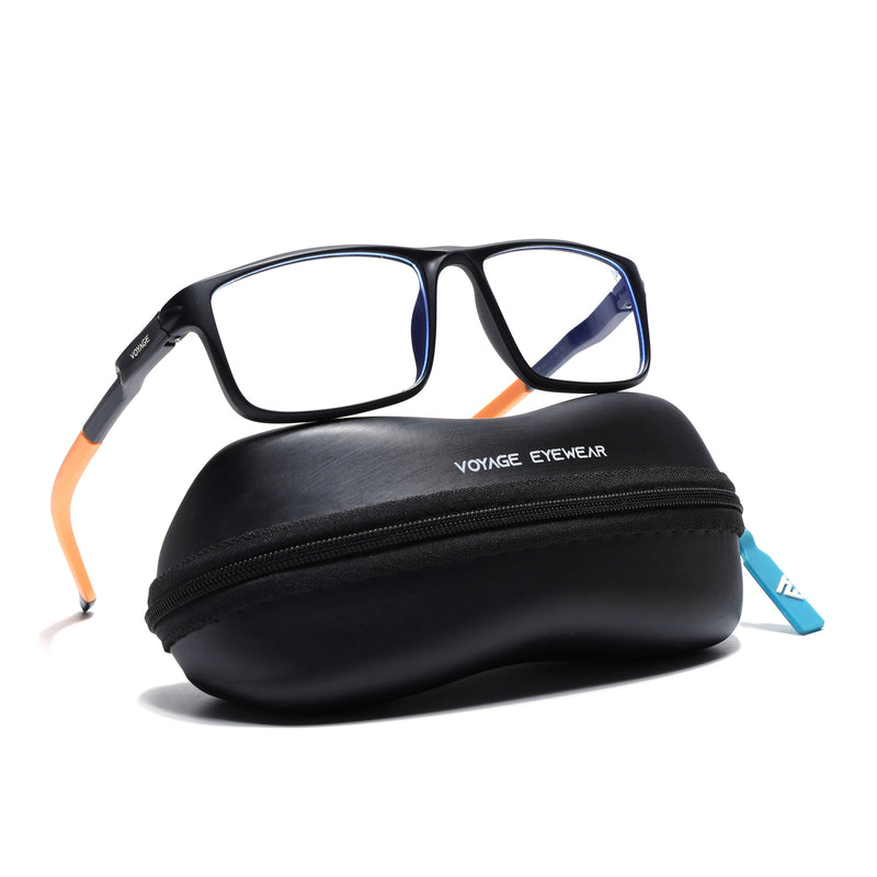 Voyage Active Black Rectangle Eyeglasses for Men & Women (9808MG5748-C6)