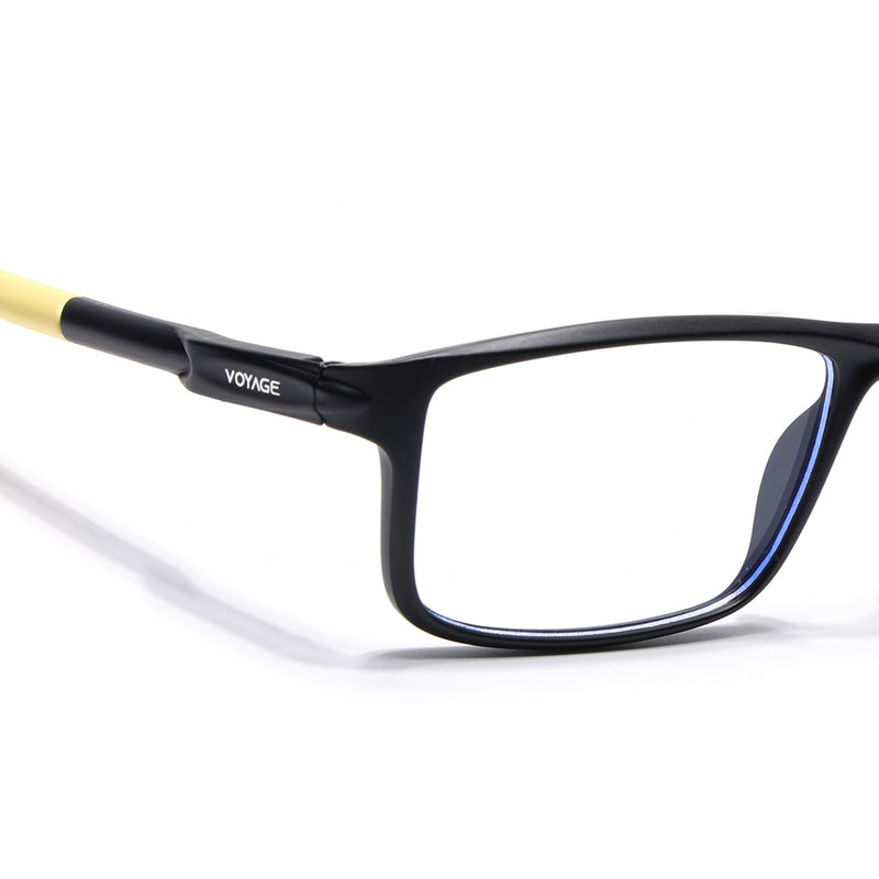 Voyage Active Black Rectangle Eyeglasses for Men & Women (9808MG5750-C8)