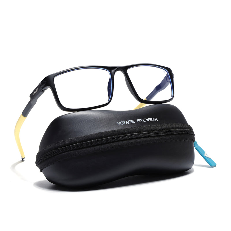 Voyage Active Black Rectangle Eyeglasses for Men & Women (9808MG5750-C8)
