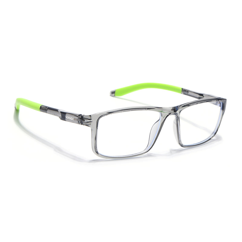 Voyage Active Transparent Grey Rectangle Eyeglasses for Men & Women (9808MG5751-C9)