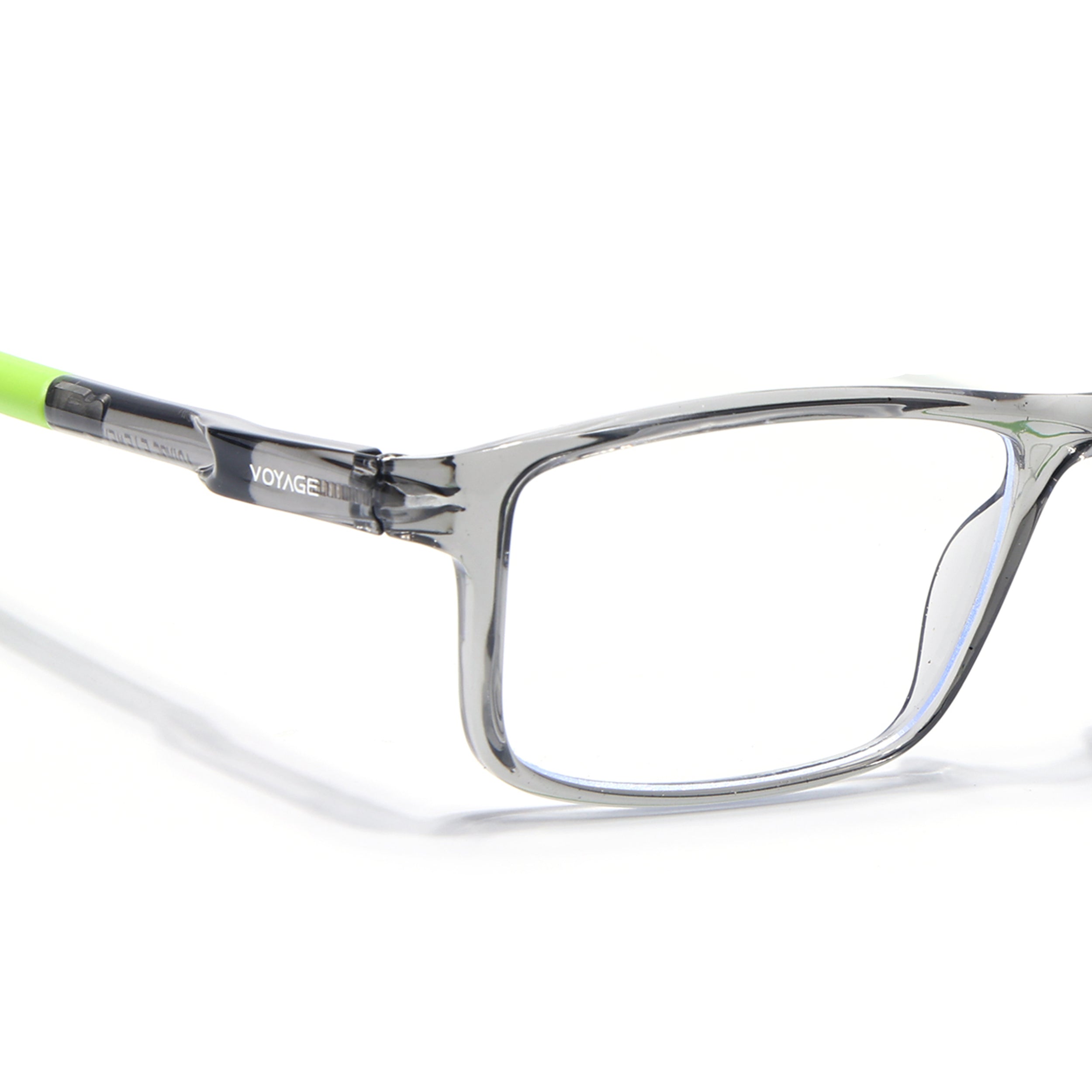 Voyage Active Transparent Grey Rectangle Eyeglasses for Men & Women (9808MG5751-C9)
