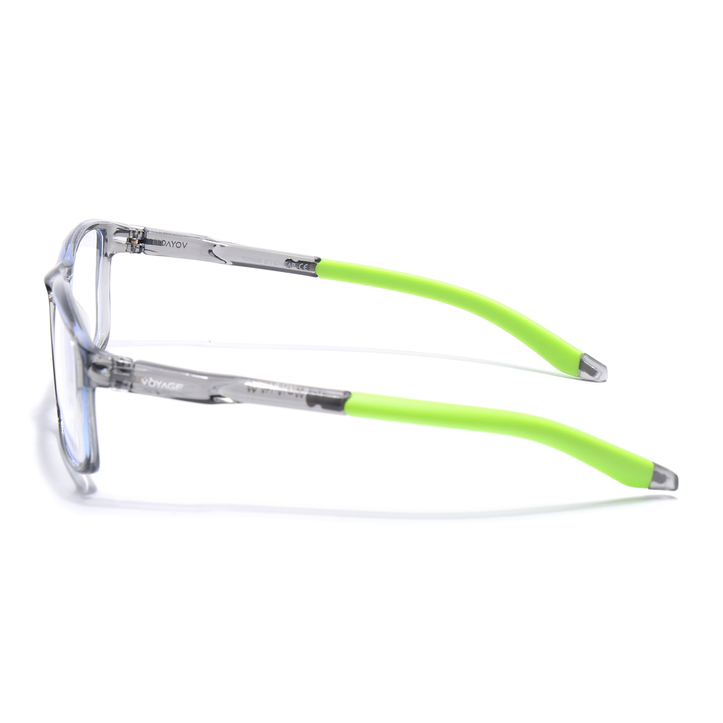 Voyage Active Transparent Grey Rectangle Eyeglasses for Men & Women (9808MG5751-C9)