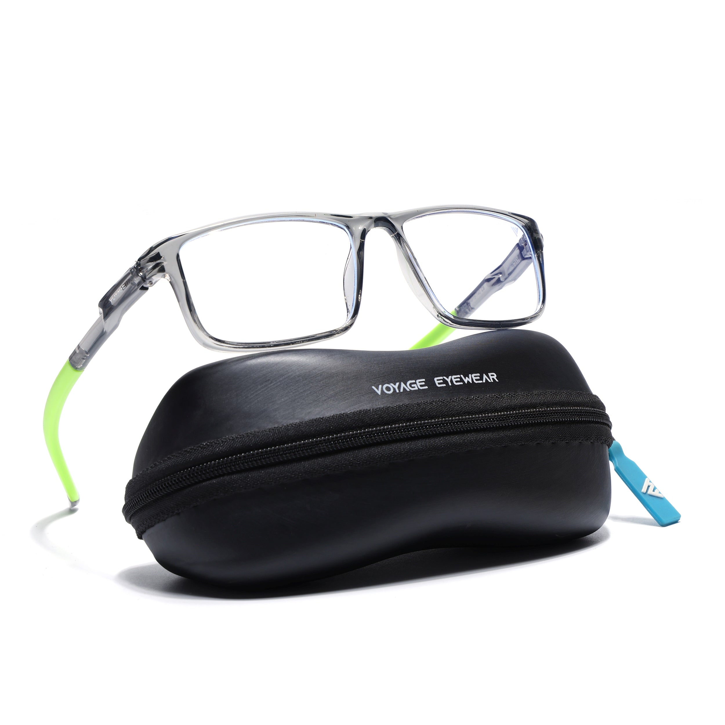 Voyage Active Transparent Grey Rectangle Eyeglasses for Men & Women (9808MG5751-C9)