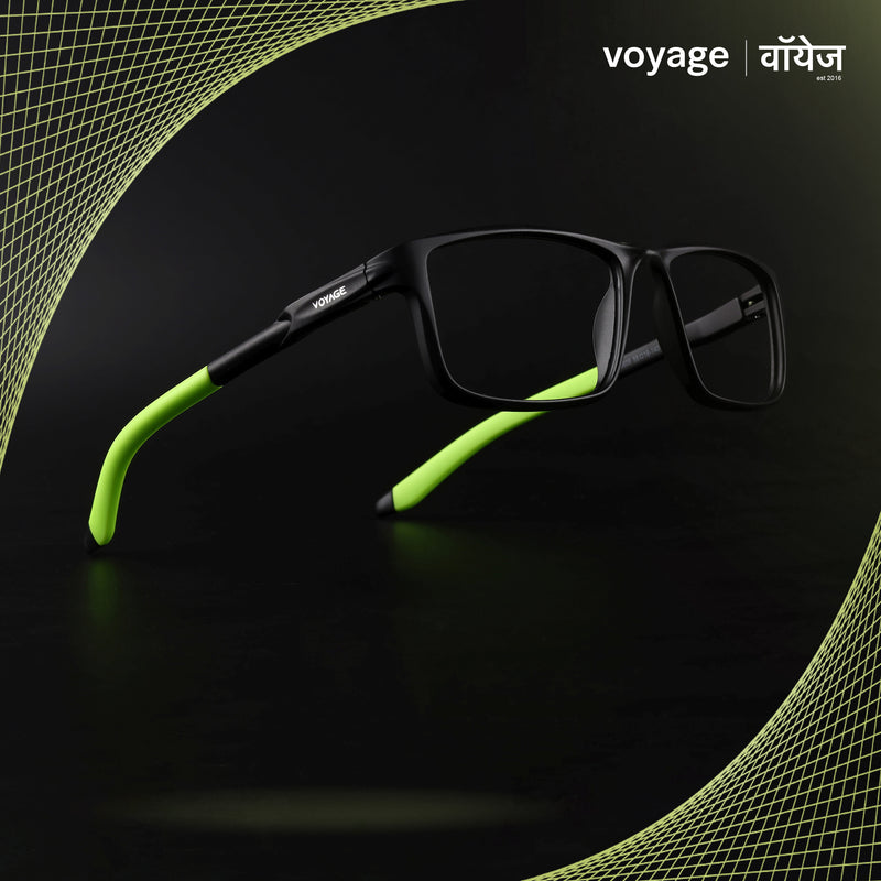 Voyage Active Black Rectangle Eyeglasses for Men & Women (9808MG5752-C10)