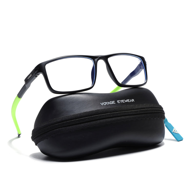 Voyage Active Black Rectangle Eyeglasses for Men & Women (9808MG5752-C10)