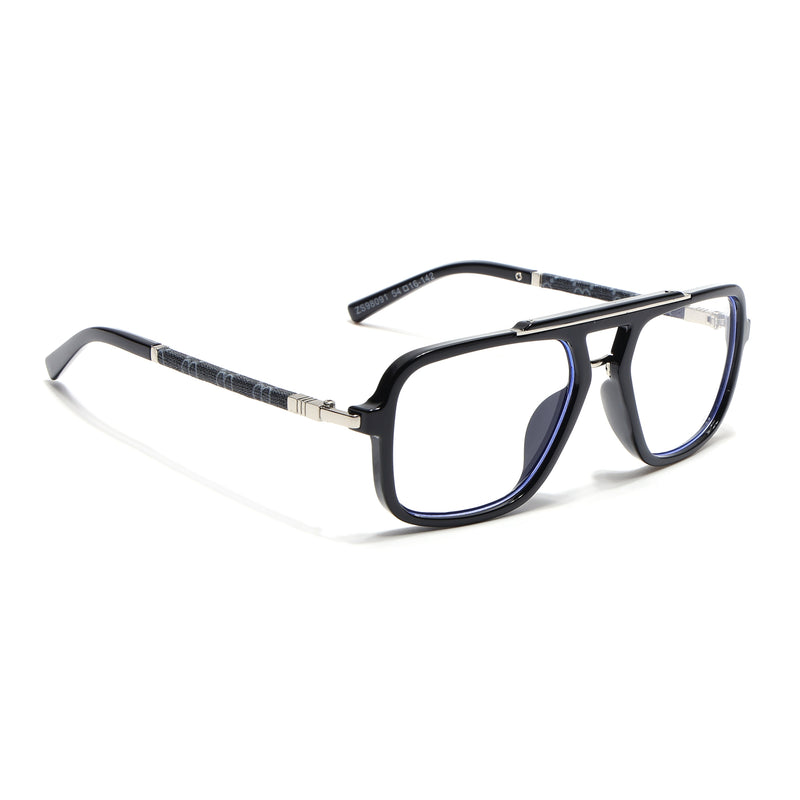 Voyage Shine Black & Silver Wayfarer Eyeglasses for Men & Women (98091MG5279-C3)