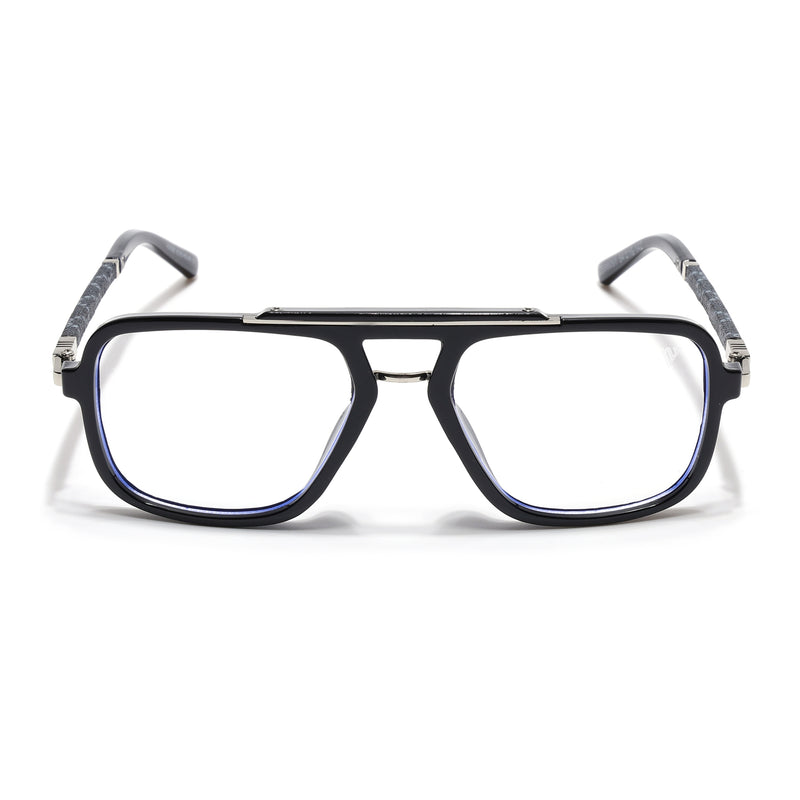 Voyage Shine Black & Silver Wayfarer Eyeglasses for Men & Women (98091MG5279-C3)