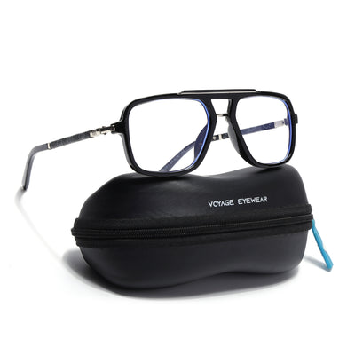 Voyage Shine Black & Silver Wayfarer Eyeglasses for Men & Women (98091MG5279-C3)