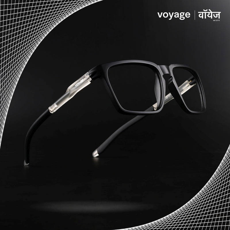 Voyage Active Black Square Eyeglasses for Men & Women (9809MG5755-C3)