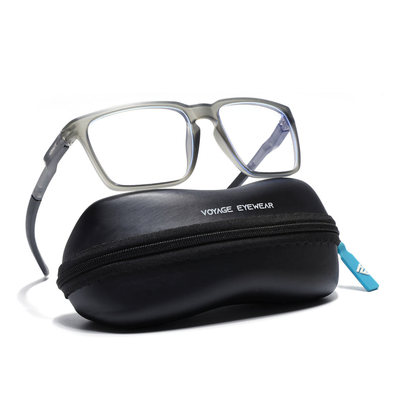 Voyage Active Grey Square Eyeglasses for Men & Women (9809MG5756-C4)