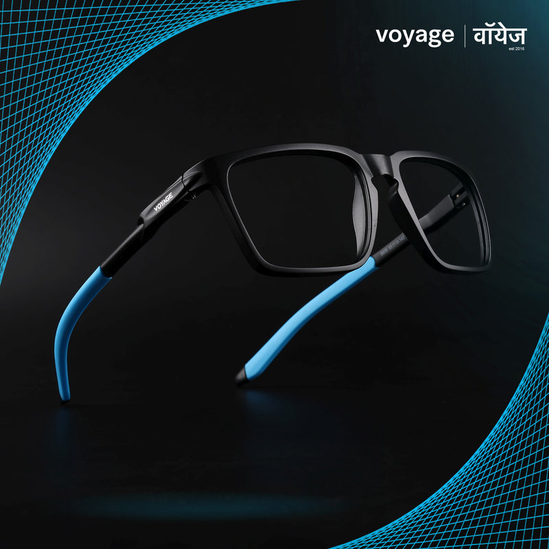 Voyage Active Black Square Eyeglasses for Men & Women (9809MG5758-C6)