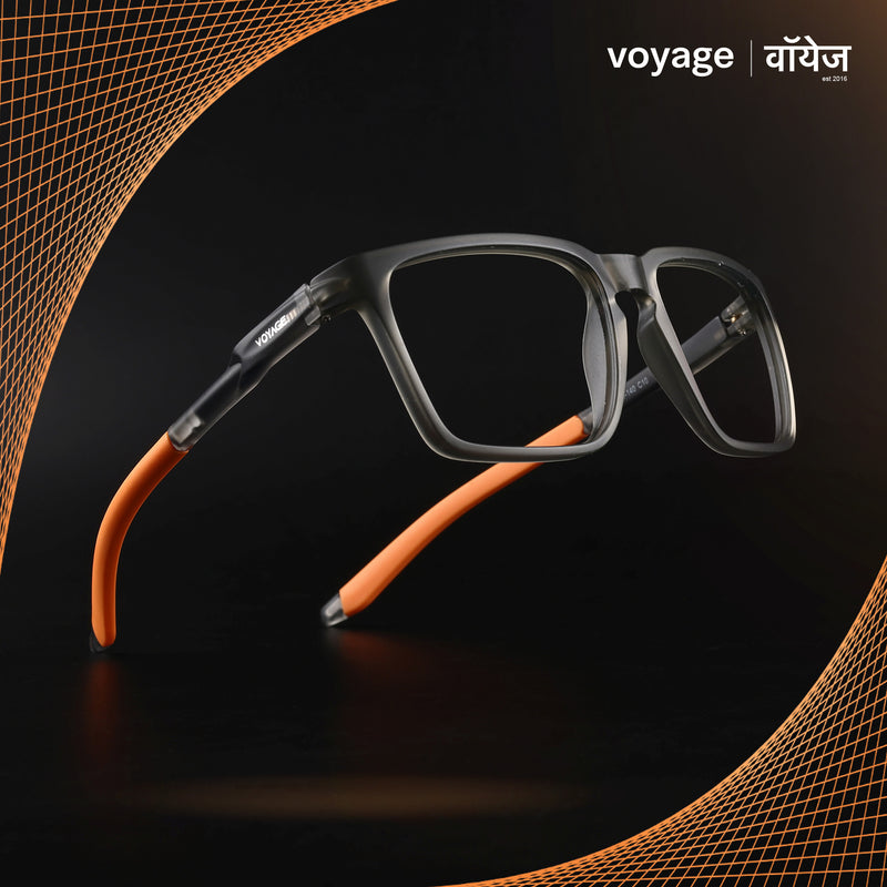 Voyage Active Grey Square Eyeglasses for Men & Women (9809MG5760-C8)