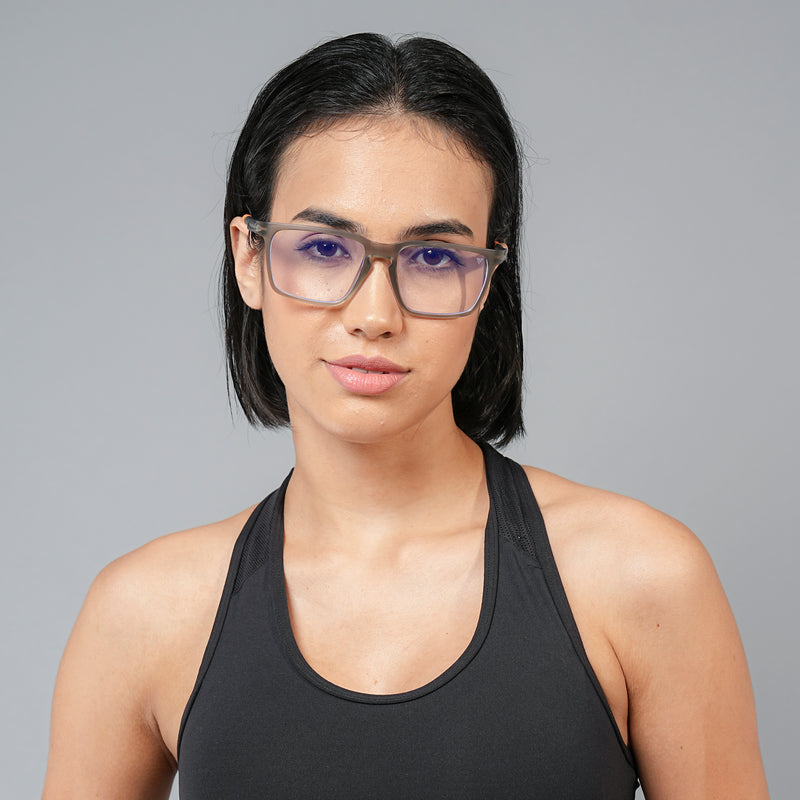 Voyage Active Grey Square Eyeglasses for Men & Women (9809MG5760-C8)