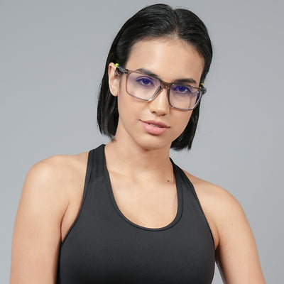 Voyage Active Transparent Grey Square Eyeglasses for Men & Women (9809MG5762-C10)