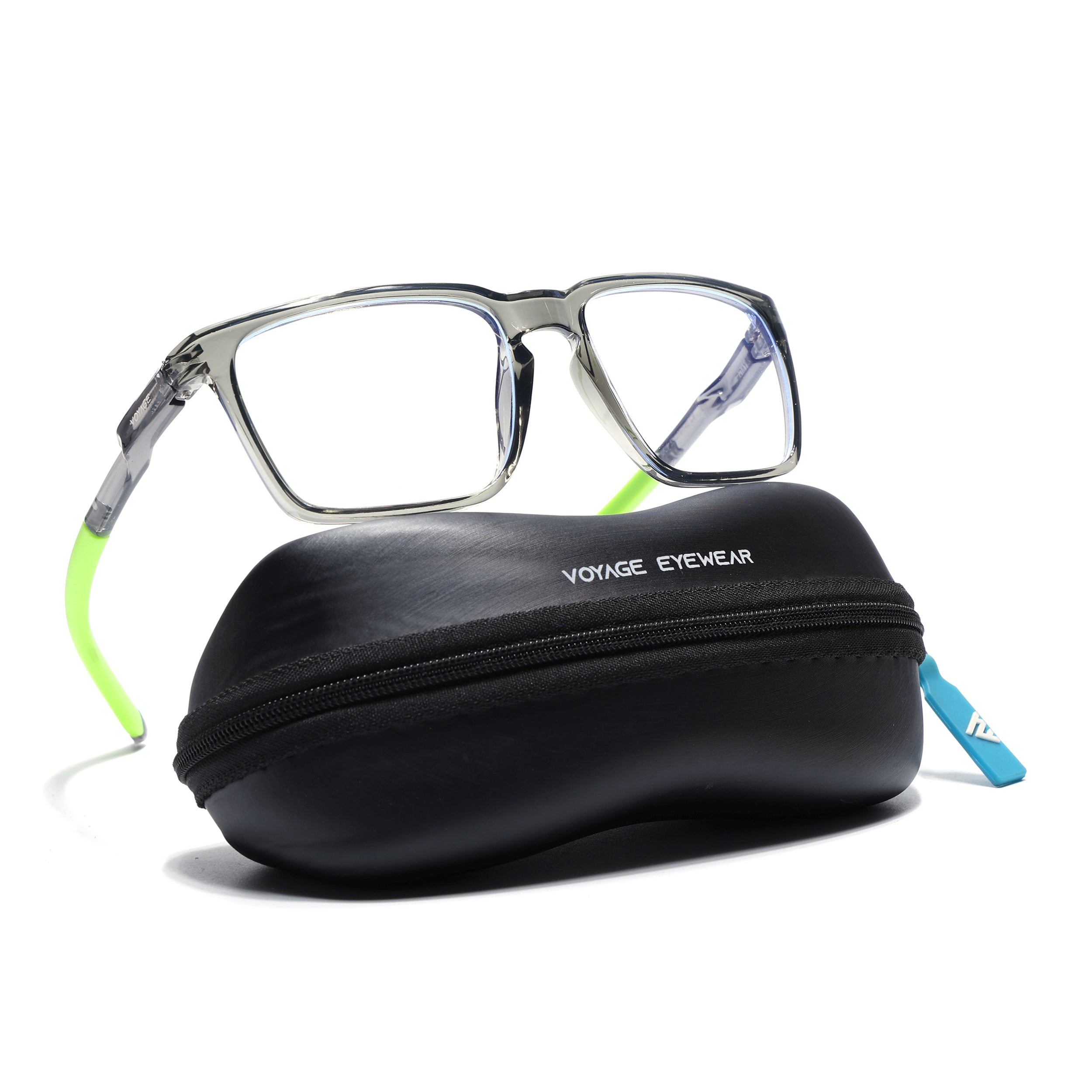 Voyage Active Transparent Grey Square Eyeglasses for Men & Women (9809MG5762-C10)