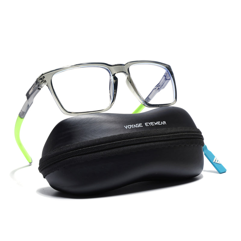 Voyage Active Transparent Grey Square Eyeglasses for Men & Women (9809MG5762-C10)