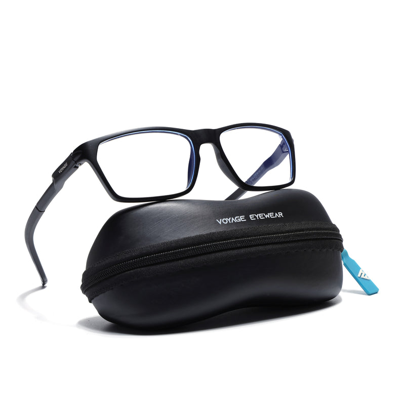 Voyage Active Black Rectangle Eyeglasses for Men & Women (9810MG5763-C1)
