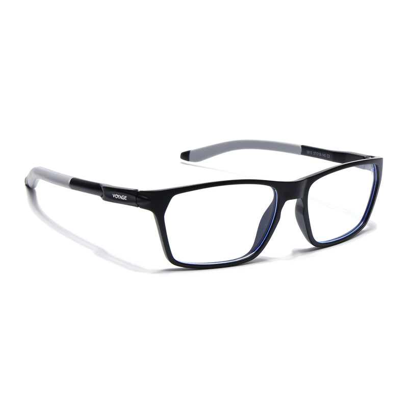 Voyage Active Black Rectangle Eyeglasses for Men & Women (9810MG5764-C2)