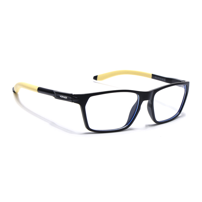 Voyage Active Black Rectangle Eyeglasses for Men & Women (9810MG5770-C8)