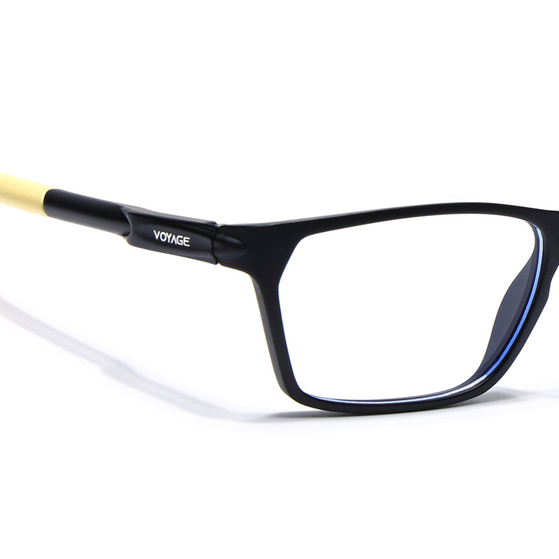 Voyage Active Black Rectangle Eyeglasses for Men & Women (9810MG5770-C8)