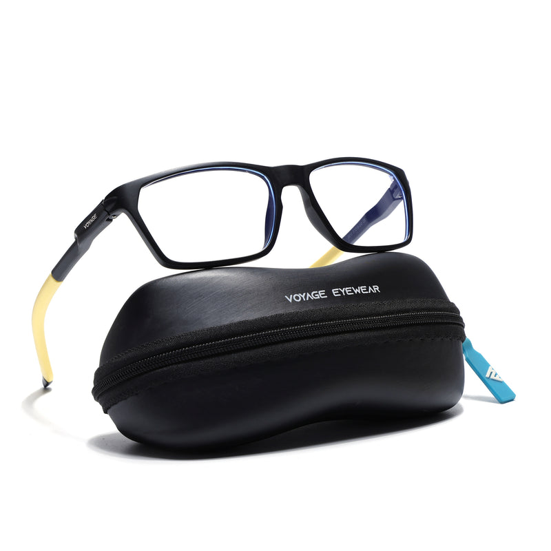 Voyage Active Black Rectangle Eyeglasses for Men & Women (9810MG5770-C8)