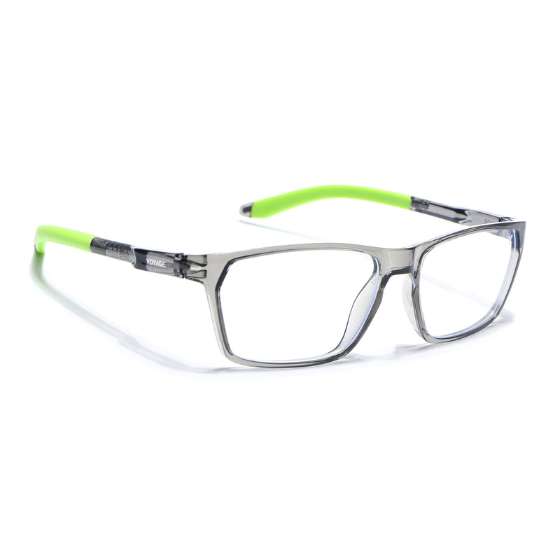 Voyage Active Transparent Grey Rectangle Eyeglasses for Men & Women (9810MG5771-C9)