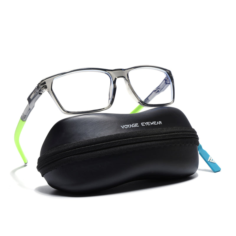 Voyage Active Transparent Grey Rectangle Eyeglasses for Men & Women (9810MG5771-C9)