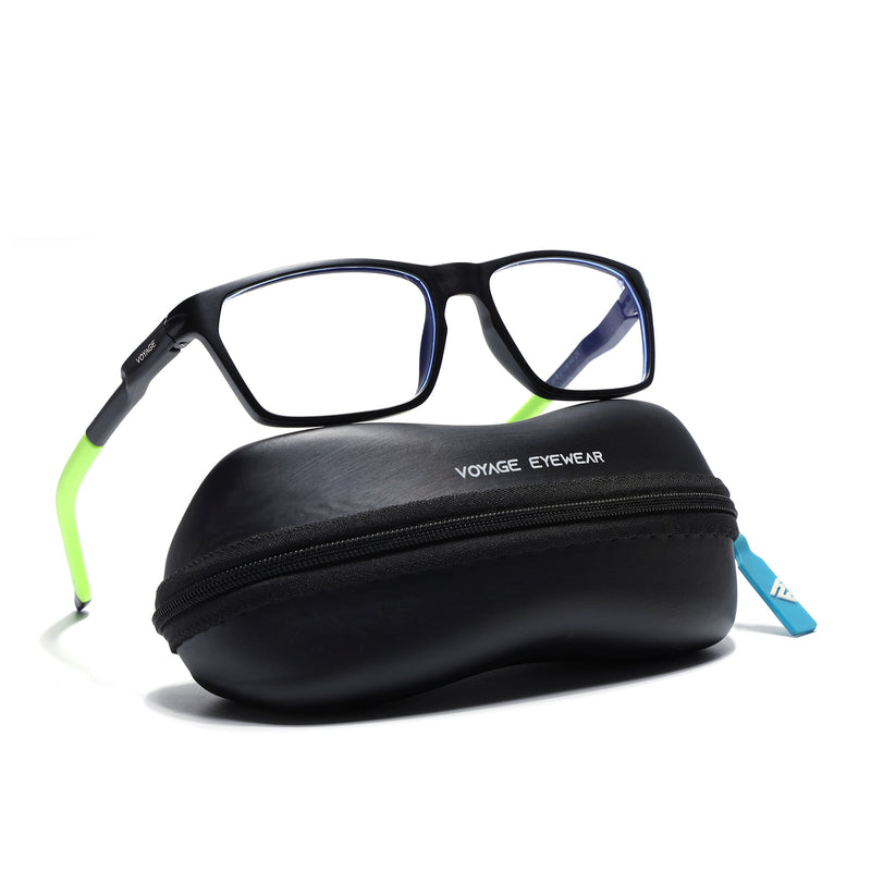 Voyage Active Black Rectangle Eyeglasses for Men & Women (9810MG5772-C10)