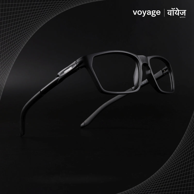 Voyage Active Black Rectangle Eyeglasses for Men & Women (9810MG5763-C1)