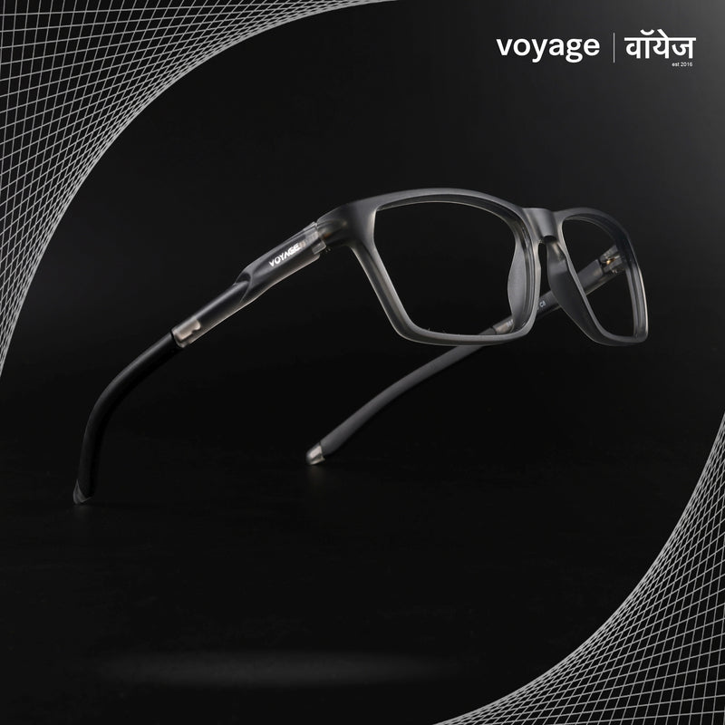 Voyage Active Black Rectangle Eyeglasses for Men & Women (9810MG5766-C4)